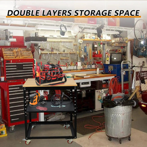 Badass Heavy Duty Rolling Planer Stand With Solid Steel Frame And Five Hundred Pound Lifting Capacity For Smooth Caster Movement And Flexible Power Tool Organization In Every Workshop in a workshop setting with tools.