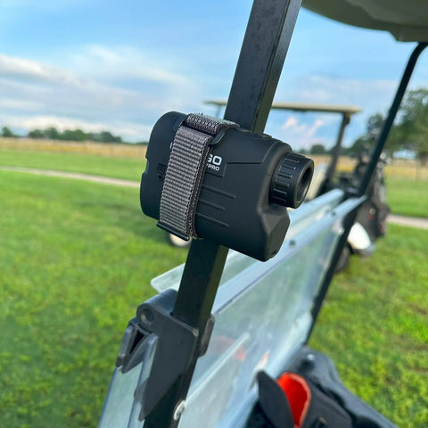 Magnetic Rangefinder Strap With Velcro And Rubber Coated Base Adjustable Golf Rangefinder Holder Band on golf cart