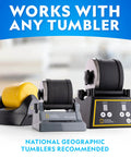 National Geographic rock tumbler set with gray base and black drums