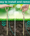 Demonstration of portable ground rod kit with 15ft 12AWG grounding wire for earthing, showing easy installation and removal.