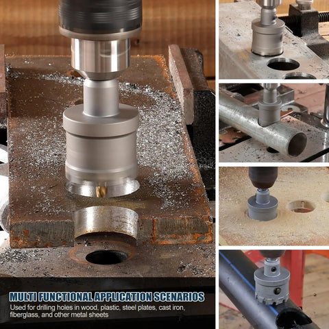 Heavy Duty Tungsten Carbide Hole Saw Kit 18 Piece Set For Metal Stainless Steel Wood Iron Plastic with clean cuts