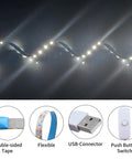5V DIY LED Strip Light Kit For 3D Printer Projects with flexible 5m cold white strips, double-sided tape, USB connector, and switch