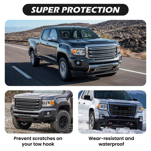 Super protection of Tow Hook Covers For Chevy Colorado And GMC Canyon, Red Front Bumper Hitch Cover in drive scenarios