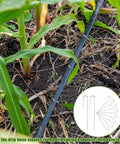 100 Pack Drip Irrigation Staples, J Shape Garden Stakes, 5 Inch Lawn Pins securing 1/2 inch drip tubing in outdoor garden