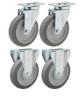 Five Inch Non Marking Rubber Replacement Casters Set Of Four For Rubbermaid 4600 And 4700 Commercial Carts And Utility Trucks 4 casters with zinc plated mounts.