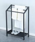 Industrial Indoor Outdoor Free Standing Towel Rack With Shelf, Dope 3 Tier Metal Towel Stand In Black Finish, towels, slippers