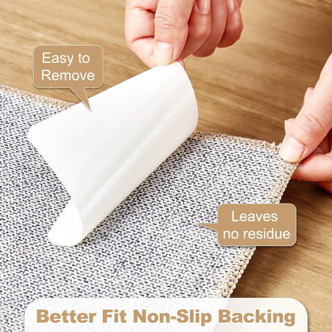 Rug Tape For Hardwood Floors No Slip Rug Grips 12 Pack For Wood Floors And Area Rugs Stays Put On Rubber Backed Rugs White Durable Easy To Apply Adhesive Strips