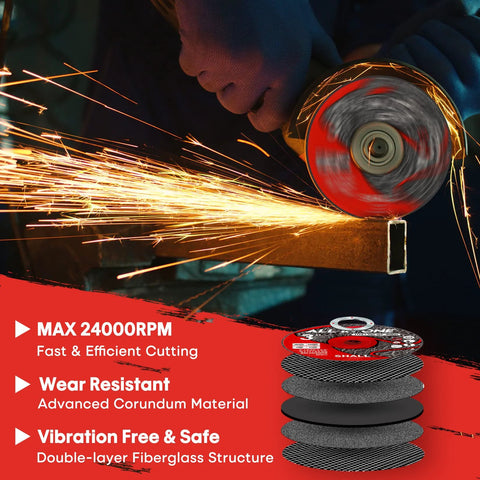Shall 25-pack 3-inch cut-off wheels for angle grinders; ultra-thin red abrasive discs.
