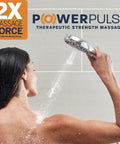Woman using High Pressure Handheld Shower Head With Built In Power Jet And Multiple Spray Settings For Deep Cleaning And Quick Rinses
