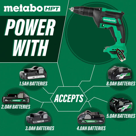 Cordless Drywall Screw Gun Kit With 18V MultiVolt Power Two 2.0Ah Batteries Charger And Bag Delivers 0 To 5000 RPM Manual Auto