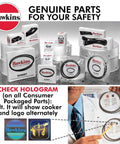 Front view of Hawkins B1010 3-piece pressure cooker safety valve set with gaskets