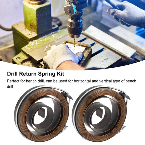 Beefy Bench Drill Press Quill Return Spring Kit Two Piece Set, Chrome Plated Steel Spring Return Coil in workshop setting