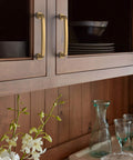 Champagne Bronze Surpass Cabinet Pull Five And One Sixteenth Inch Center To Center on wooden kitchen cabinet doors
