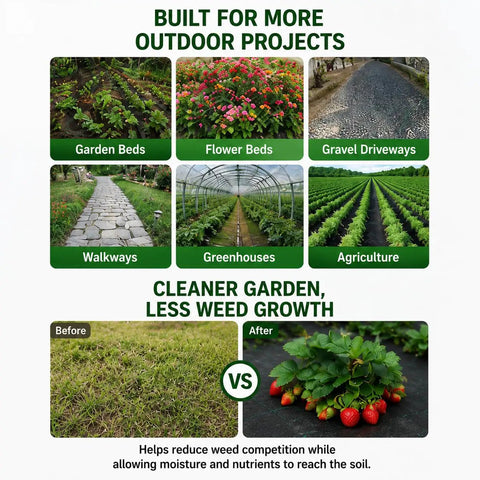 Tough As Nails Weed Barrier Landscape Fabric 3ft By 30ft uses in gardens, driveways, and erosion prevention visual guide