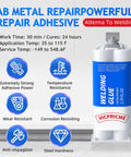 Heavy Duty Epoxy Glue Set That Cures In Five Minutes, Waterproof Adhesive for Metal, 1.76 oz tube with product features.