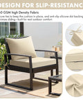 Beige 24x24 Outdoor Chair Cushions For Patio Furniture With Linen Textured Waterproof Fabric, Ties And No Slip Design