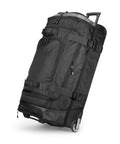 Amazon Basics 35-inch rolling duffel bag, black ripstop polyester with wheels and handle, multiple pockets