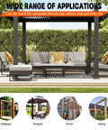 Outdoor patio setup with couches under pergola featuring Beefy 2 Way L Shaped Pergola Corner Bracket DIY Kit For 4x4 Lumber.