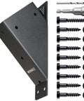 4 Pack 45 Degree Angle Brackets For Pergola Deck Porch Log Cabin 2x4 Framing Actual 1.5x3.5 Inches Stainless Steel Outdoor Bracket Kit Black Powder Coated Weatherproof Built Tough showing bracket and screws