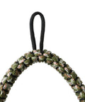 Rugged Paracord Bird Tote Carrier With 12 Drop Slip Ring System showing green woven paracord loop detail
