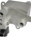 Premium Drive Motor Battery Pack Cooler Direct Replacement Genuine Fit For Hybrid Electric Systems, silver metal cooler housing with inlets.