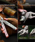 Demonstration of 18 In 1 Survival Multi Tool Pliers With Safety Lock And Pocket Clip 5Cr15MoV Stainless Steel cutting wire