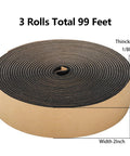 Straight Up Heavy Duty Neoprene Weather Stripping Foam Seal Tape 99 Feet 2 Inch Wide X 1/8 Inch Thick round roll showing dimensions.