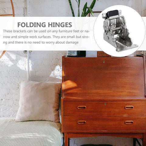 Self Locking Folding Table Leg Hinges Set 2 With 90 Degree Rotation And 20 Screws for furniture in small spaces