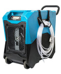 Badass Medium Air Mover And Pro Carpet Dryer Featuring Built In Timer With Outlet Sockets For Rapid Flood Cleanup And Crawl Space Moisture Removal Real Deal Utility Floor Blower with hoses and wheels.