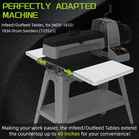 Shop Ready Heavy Duty Upgraded Feed Outfeed Table Replacement Engineered For Killer Drum Sander Accuracy With Quick Swap Mount And Rock Solid Woodworking Support