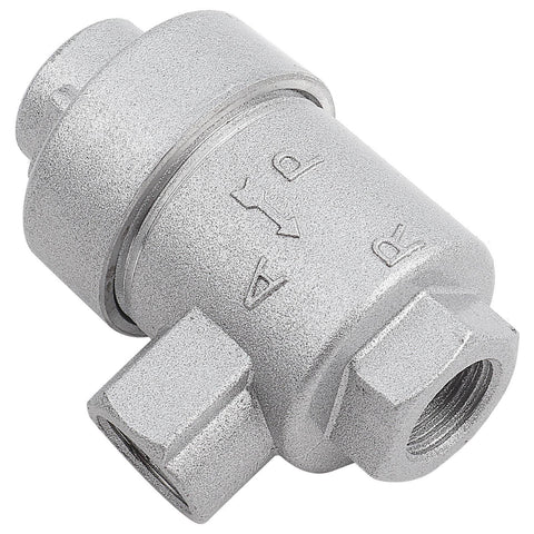 Quick Exhaust Valve For Pneumatic Systems, One Quarter Inch BSPT Threaded Aluminum, One Way Air Release Valve, side view