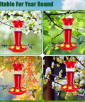 Outdoor Hummingbird Feeder 2 Pack Ant And Bee Proof Clear 10 Ounce With 6 Flower Shaped Ports Hanging Bird Nectar Feeder