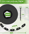 50Ft By 2In Landscape Edging Border Kit with 90 Pieces Garden Staples No Dig Border Edging System Includes Hammer and Gloves for Flower Beds and Lawn Edging