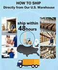 How to ship directly from our U.S. warehouse with images of shipping, forklifts, and packages within 48 hours.