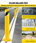 Tough As Nails 48 Inch Steel Safety Bollard Post In Bright Yellow Finish With Five Point Five Inch Diameter for vehicle impact protection.
