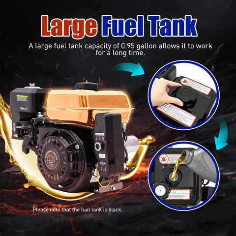 212cc 7.5HP 3600 RPM Gas Engine with large fuel tank and electric start, suitable for go karts and pressure washers