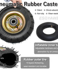 Built Tough Heavy Duty Pneumatic Casters 250 Millimeter Rubber Wheels 4 Pack showcasing pneumatic rubber tire and inner tube design.