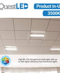 Office ceiling with 2x2 LED Center Basket Troffer Panel 2 Pack 28W 3500K Warm White Bright as Day 3640 Lumens installed
