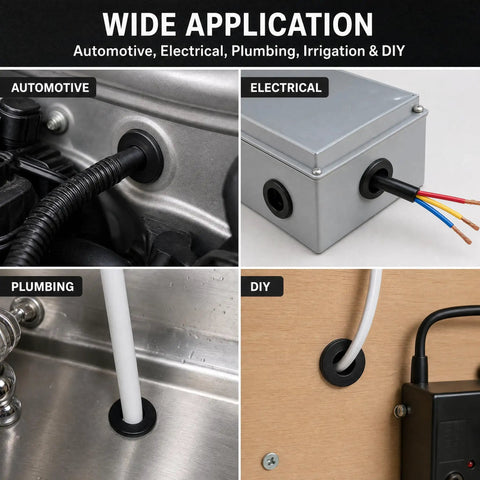 Six Size Silicone Grommet Kit With 100 Pcs T Type Grommets For Automotive Firewall Wiring And Cable And Pipe Holes Waterproof And Heat Resistant Hole Plugs For Electrical Irrigation Plumbing And More Storage Case Included in automotive, electrical, plumbing, DIY
