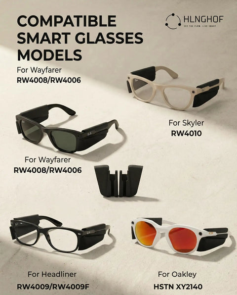 Side Shields For Meta Gen 2 Silicone Smart Glasses Shields Clip On For Wayfarer Skyler Headliner And Oakley Meta HSTN models display