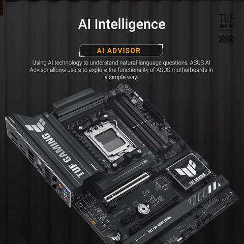 TUF Gaming B850-Plus WiFi AM5 ATX Motherboard With DDR5 PCIe 5.0 Three M.2 Slots AI Ready showing AI Advisor feature