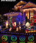 Outdoor Waterproof Icicle Lights With App Control Dope Programmable 299 Color Changing Fairy LEDs on decorated house