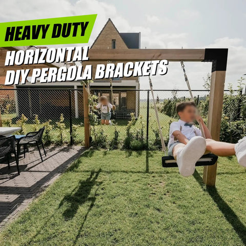 4x4 L Shaped Pergola Bracket Kit With 2 Way Wood Post Brackets For Indoor Outdoor Use And Easy Install, 90 Degree Corner Brackets For Gazebos Patios Porches And Log Cabins, Heavy Duty Galvanized Steel With Screws, 4 Pack