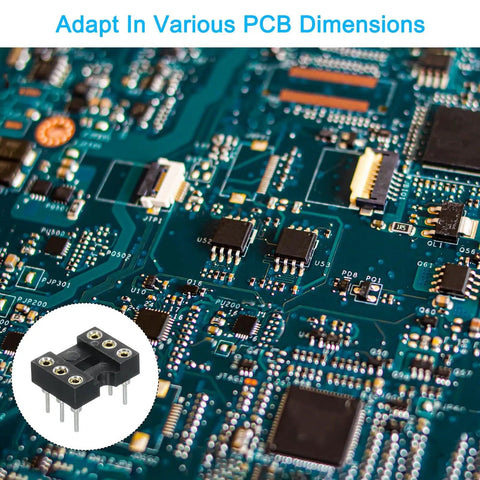2.54mm Pitch DIP IC Socket Dual Row 6 Pin Round Pins Connector For Electronics DIY Nerds shown on circuit board