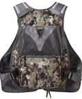 Back view of Adjustable Straps Fishing Vest With Padded Air Mesh Back And Shoulders, 20 Pocket Tackle Organizer, grunge camo design