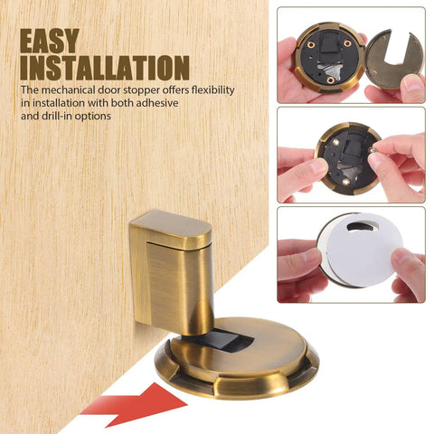 Heavy Duty Windproof Mechanical Door Stopper With Adhesive Install Zinc Alloy Floor Gate Hardware Adjustable Height 10 to 20 mm