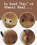 Close-up of Totally Funny Curly Highland Cow Golf Driver Headcover Plush Soft Cozy Animal Headcover with realistic details.