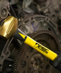 Non-Sparking 16-Inch Brass Hammer With Fiberglass Handle 5-Lb Double-Faced USA Made Non-Marring Mallet in use on machinery