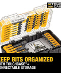DEWALT 40-piece impact-ready screwdriver bit set in ToughCase+ storage case (front view)