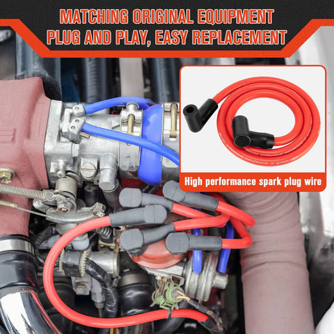 10.5mm High Performance Spark Plug Wire Set For HEI Chevy Big Block SBC BBC Electronic Ignition Nine Piece Wire Kit installed